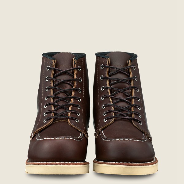 Red Wing Womens Heritage Boots - 6-inch Classic Moc - Short Oro-iginal Leather - Dark Brown - EYX578